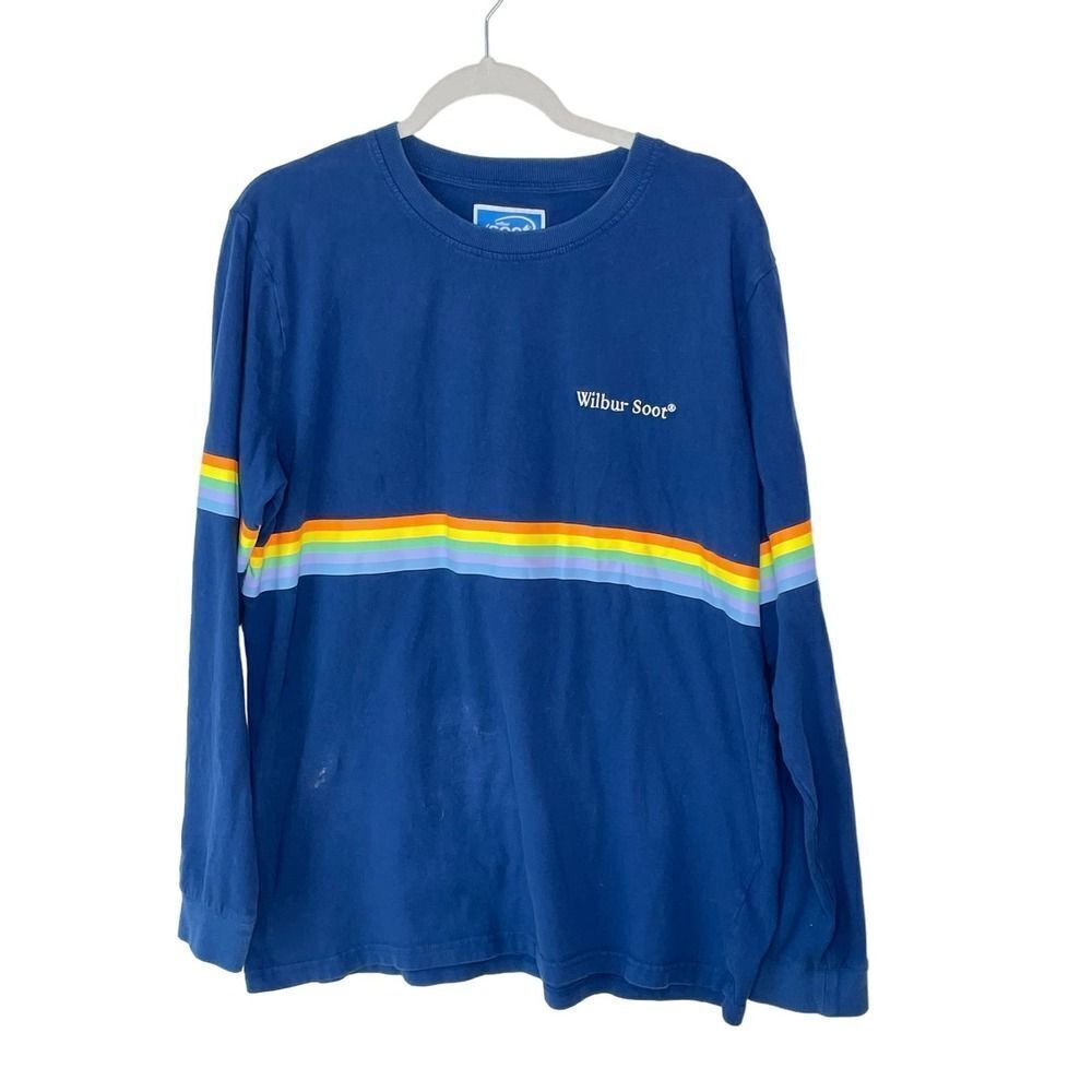 Wilbur Scoot Blue Rainbow Long Sleeve T-Shirt Extra Large